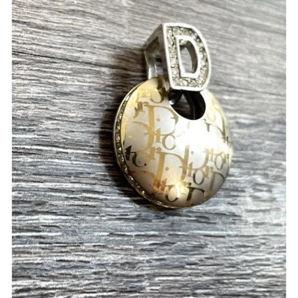 Vintage Christian Dior Women’s Silver/Gold Tone  Pendant White Stone - Picture 9 of 9